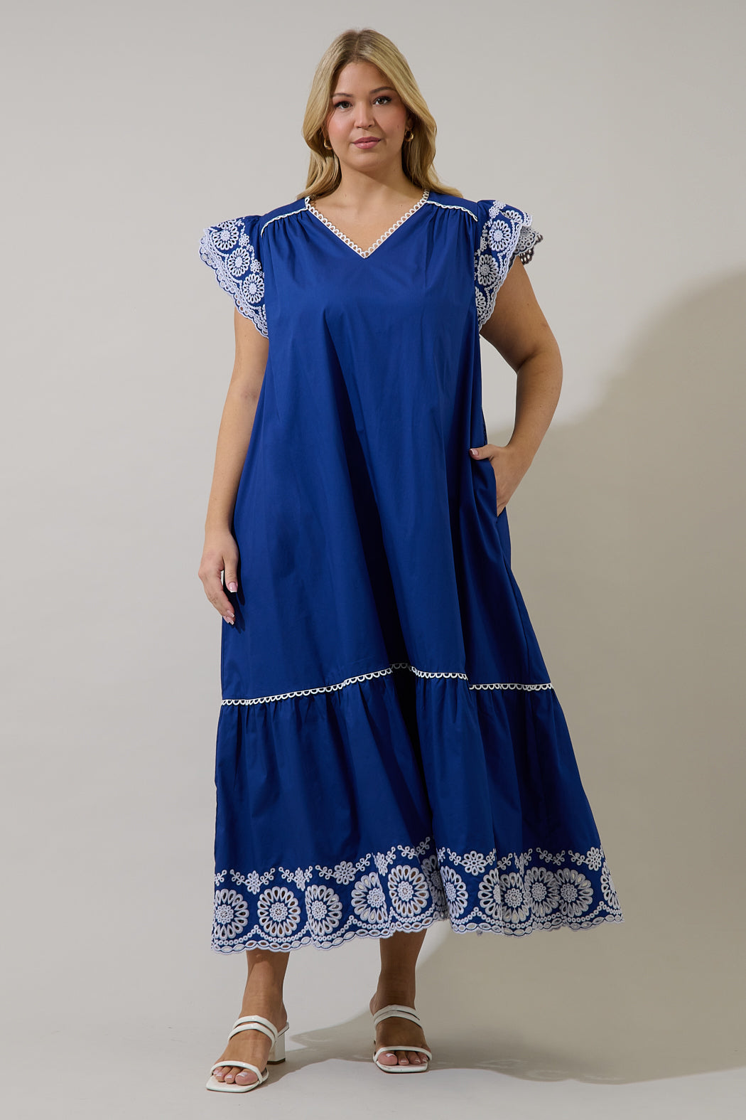 Siera Embroidered Ruffle Maxi Dress Curve