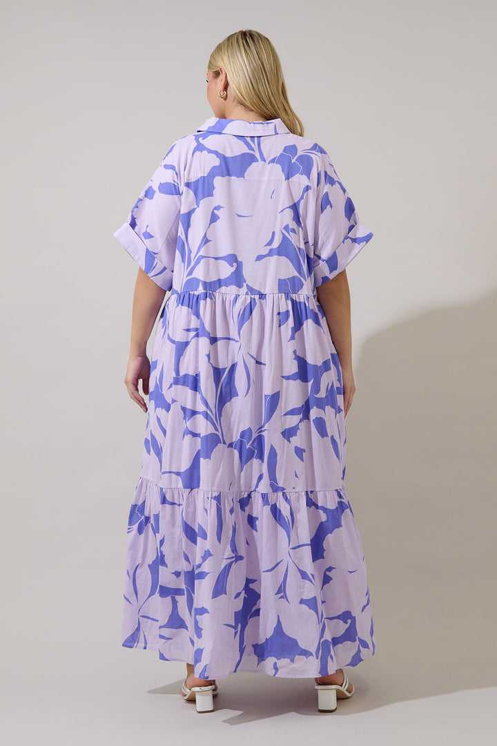 Astera Collared Button Up Maxi Dress Nataly Floral Curve