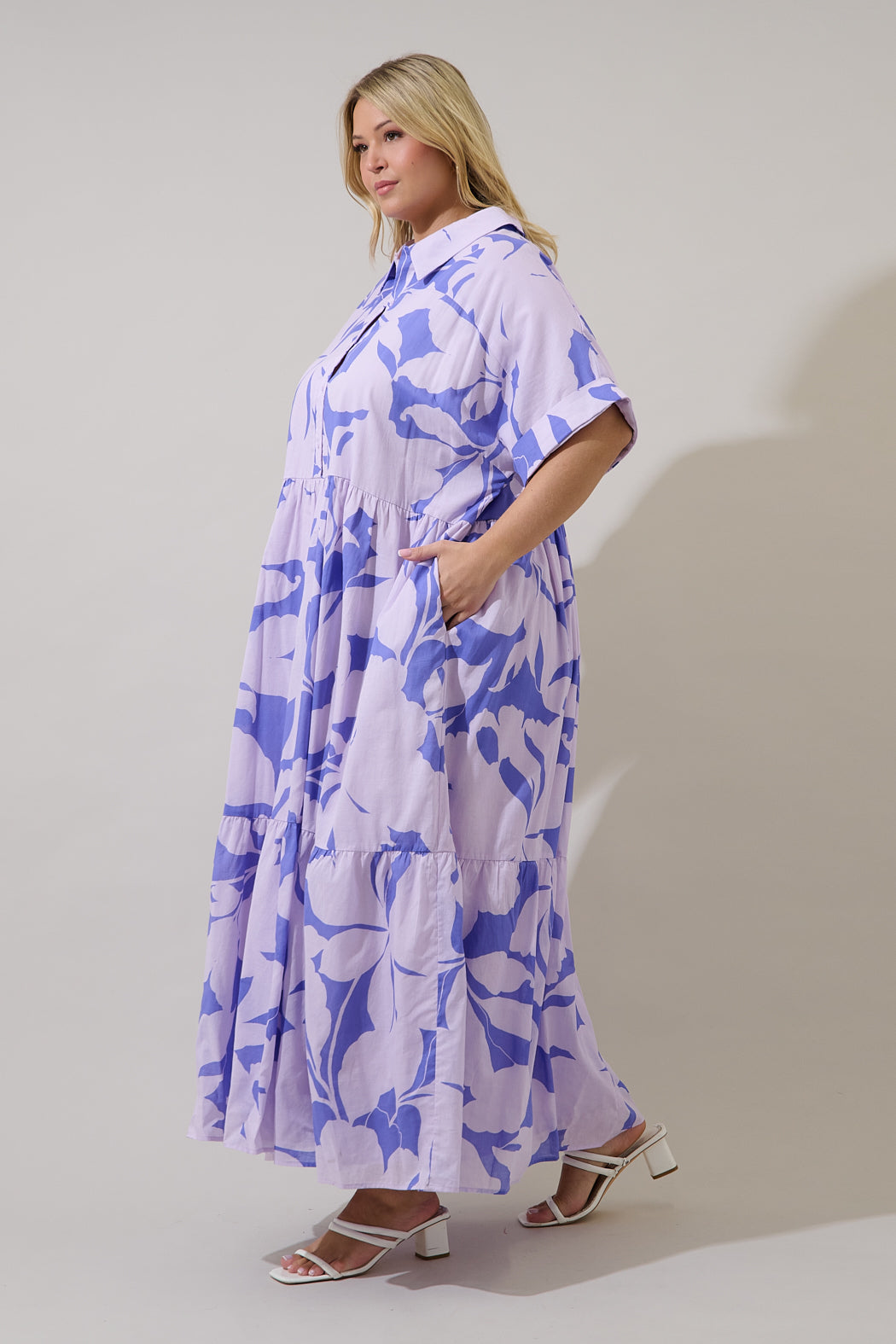 Astera Collared Button Up Maxi Dress Nataly Floral Curve