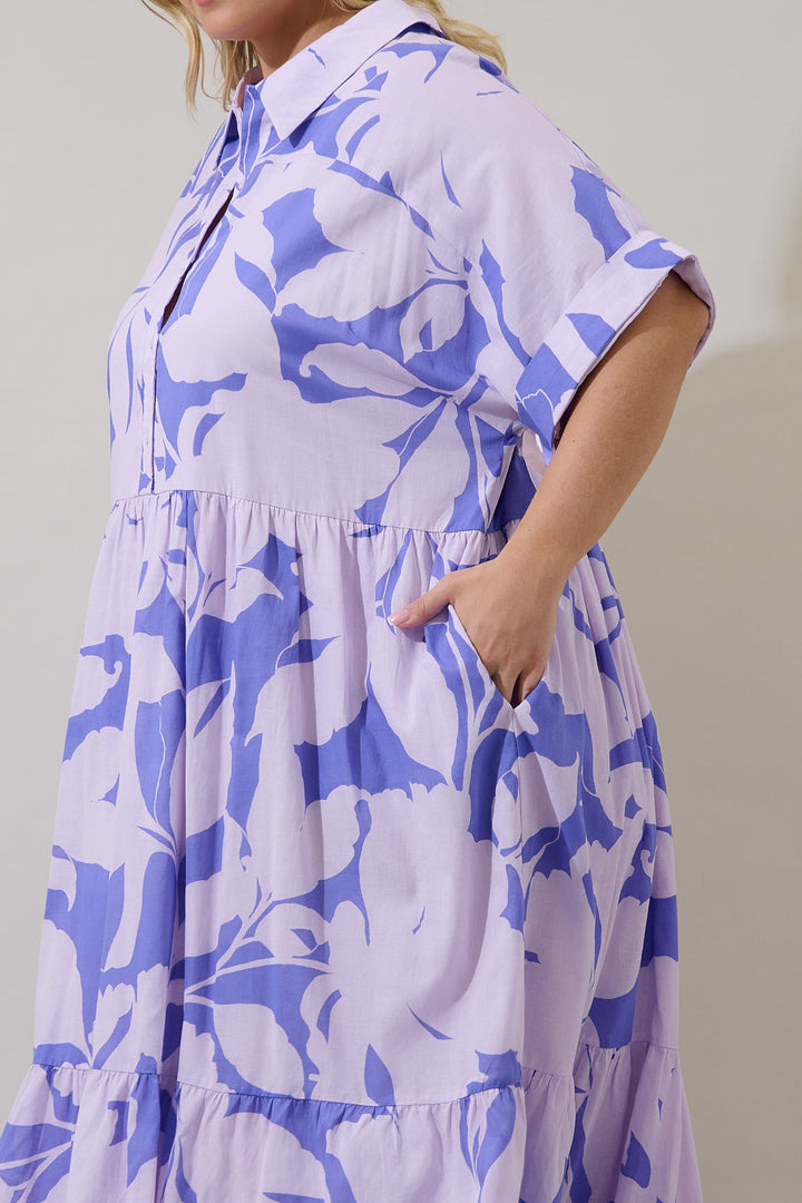 Astera Collared Button Up Maxi Dress Nataly Floral Curve