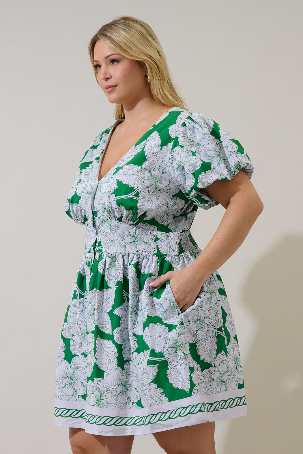 Kasina Button Down Mini Dress Renza Floral Curve