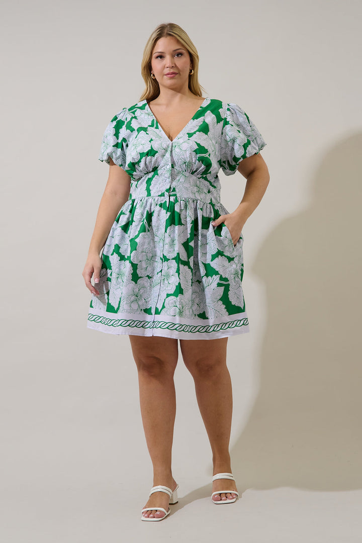 Kasina Button Down Mini Dress Renza Floral Curve
