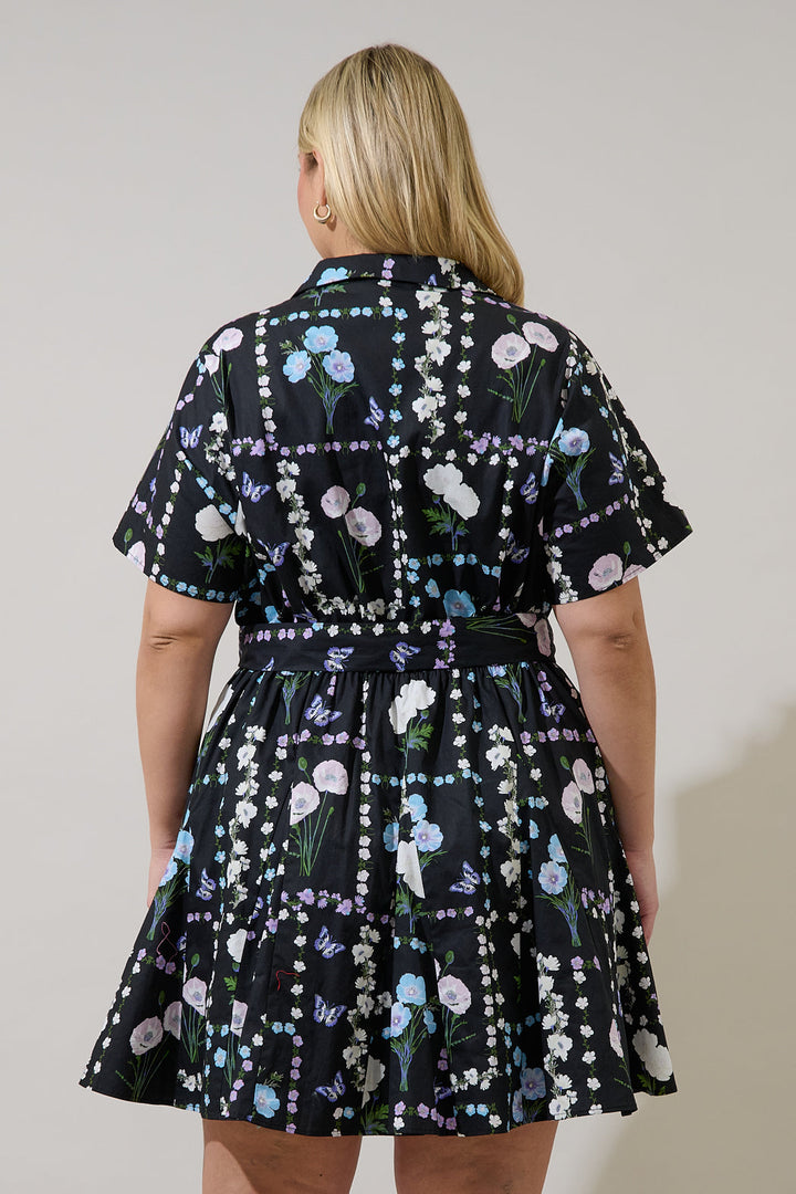 Chellie Shift Mini Dress Trevis Floral Curve