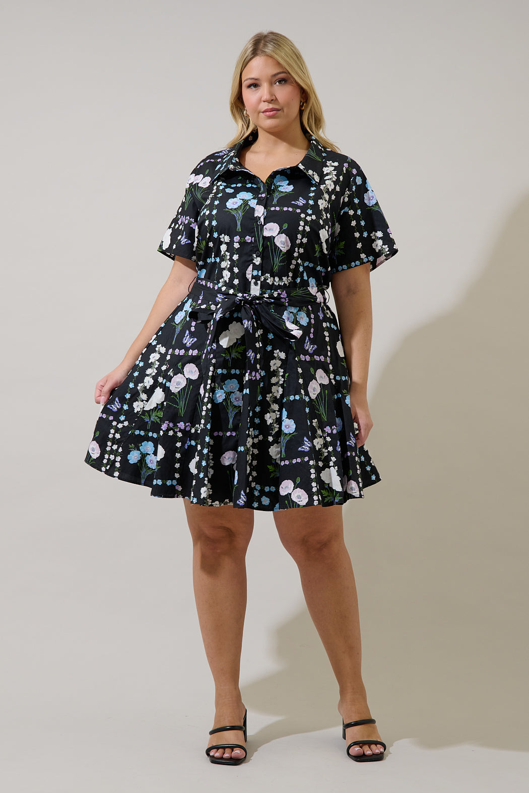 Chellie Shift Mini Dress Trevis Floral Curve