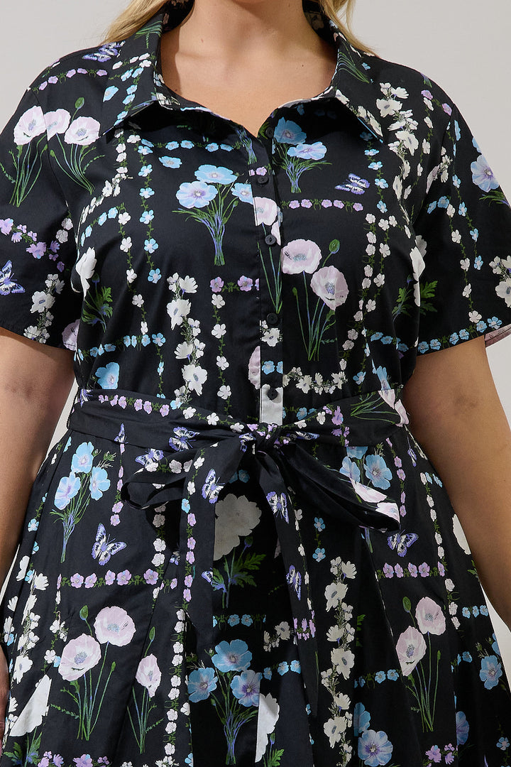 Chellie Shift Mini Dress Trevis Floral Curve