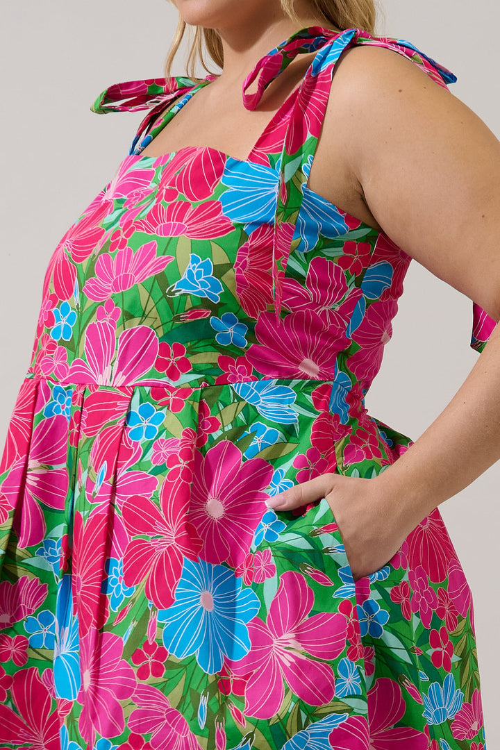 Gracia Pleated Mini Dress Mervy Floral Curve