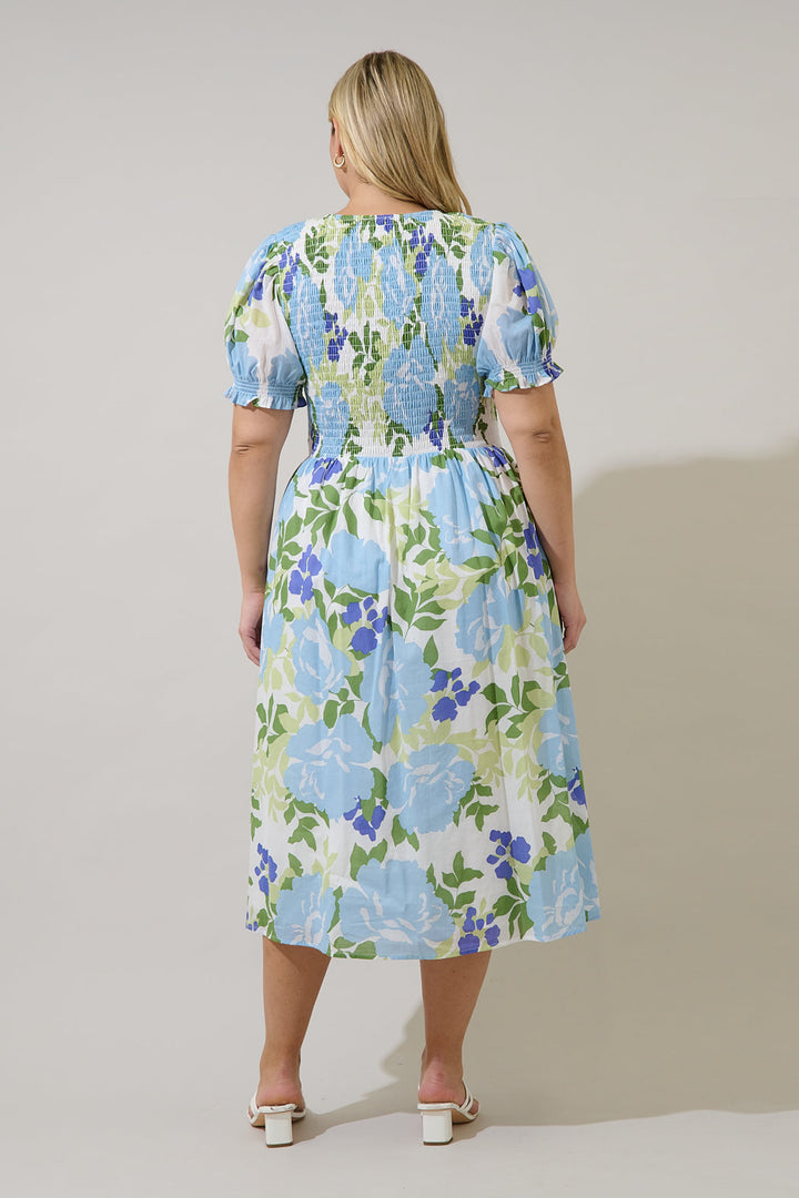 Tamry Smocked Midi Dress Khloey Floral Curve