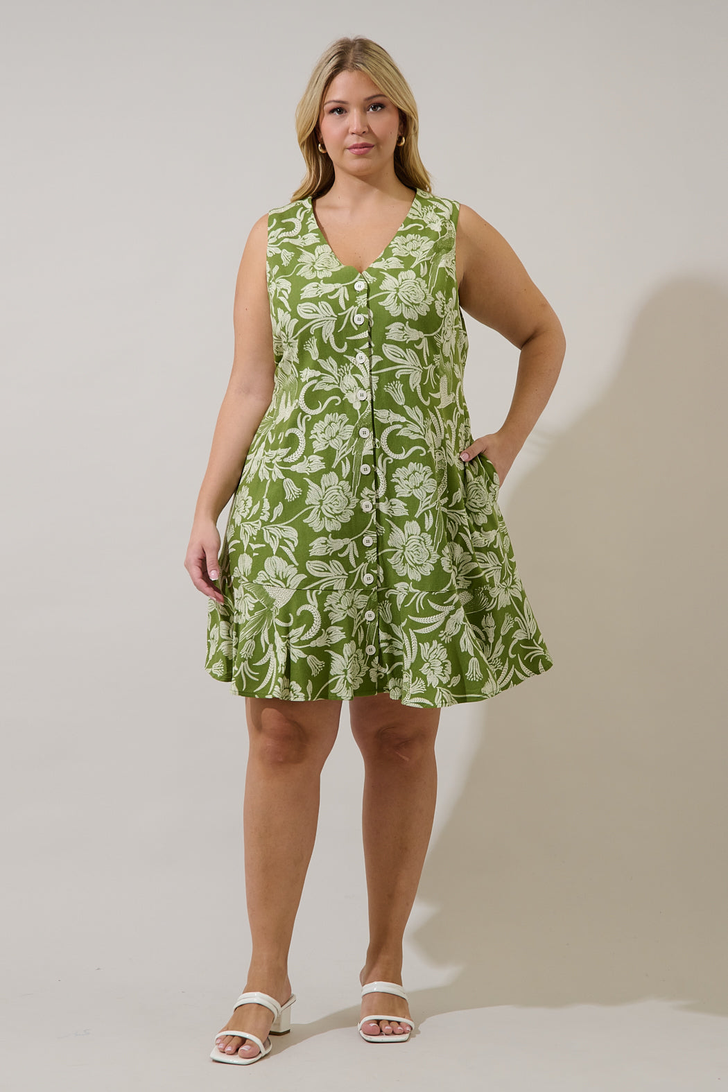 Terria Button Down Mini Dress Kory Floral Curve