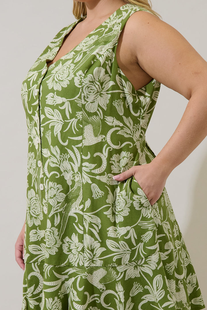 Terria Button Down Mini Dress Kory Floral Curve