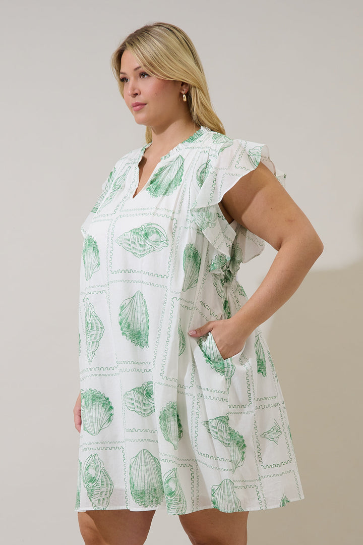 Renie Shift Mini Dress Seashell Bay Curve