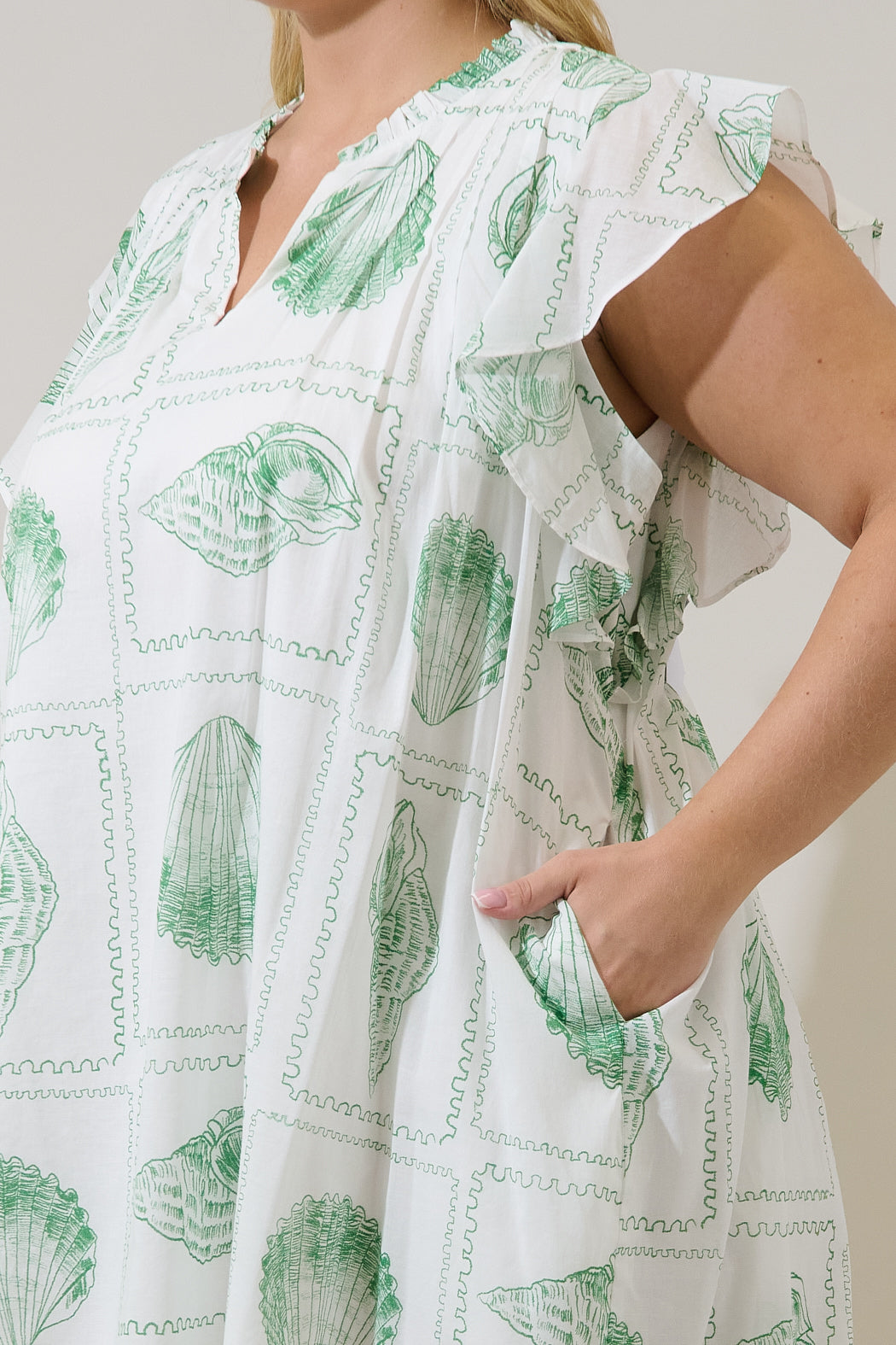Renie Shift Mini Dress Seashell Bay Curve