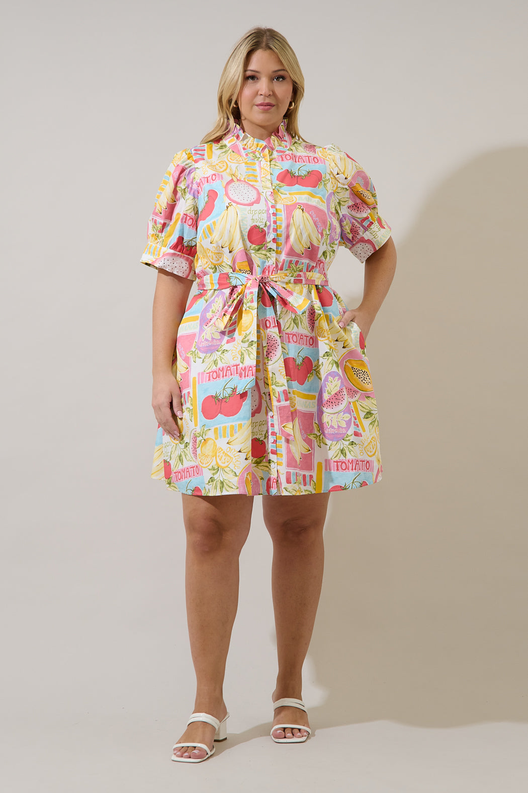 Karesa Button Down Mini Dress Curve Farmers Market