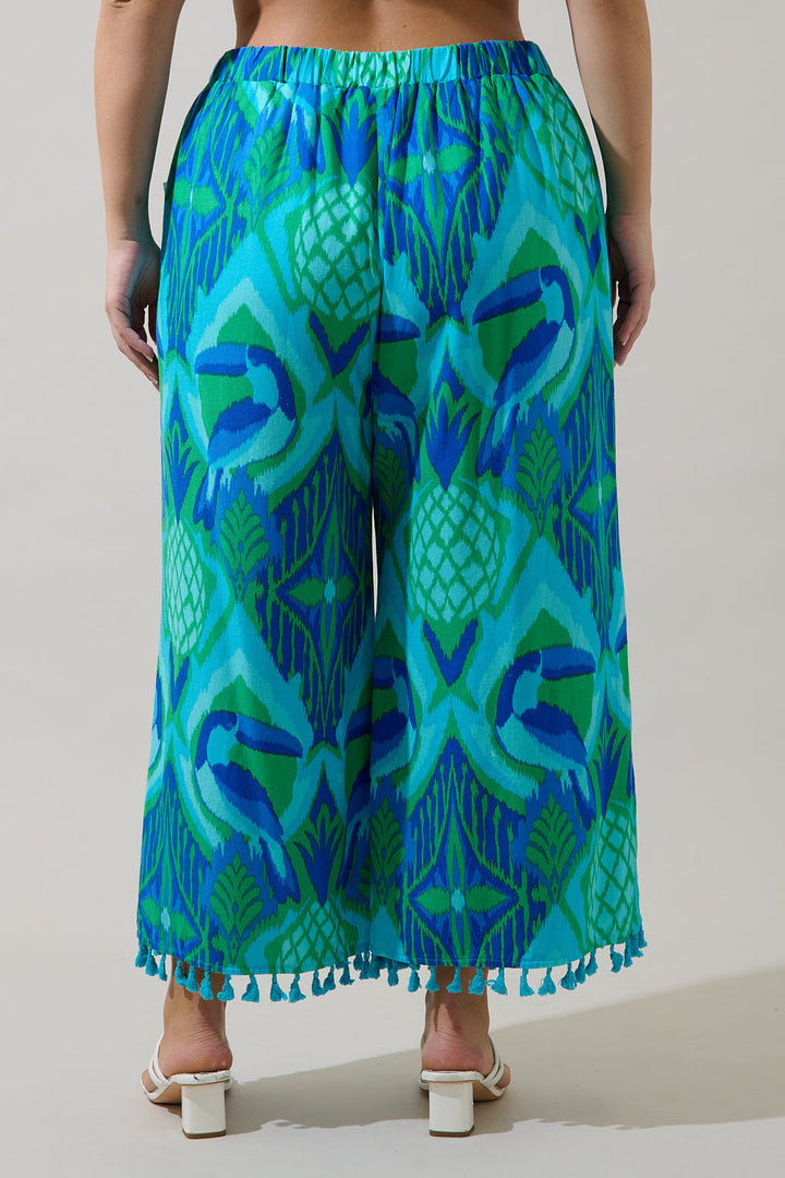 Blissy Tropical Hanie Flare Pants Curve