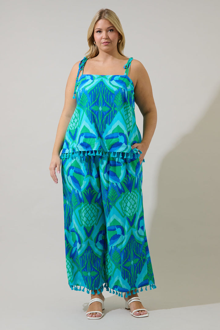 Blissy Tropical Hanie Flare Pants Curve