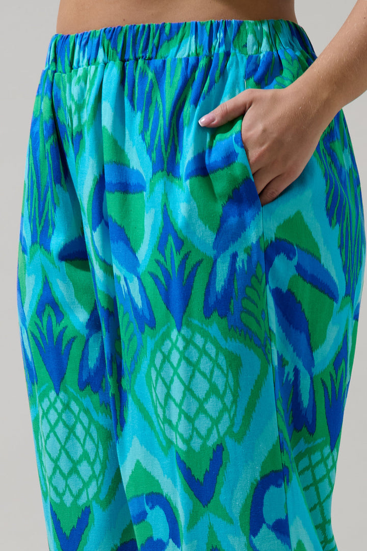 Blissy Tropical Hanie Flare Pants Curve