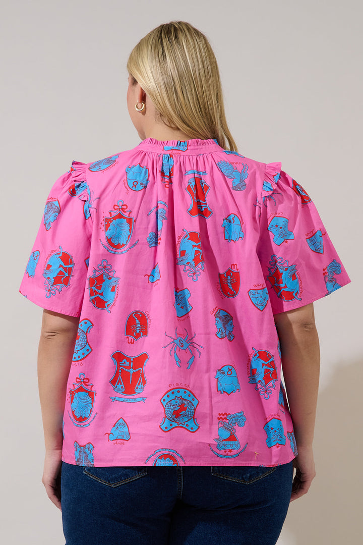 Mei Split Neck Top Zodiac Curve