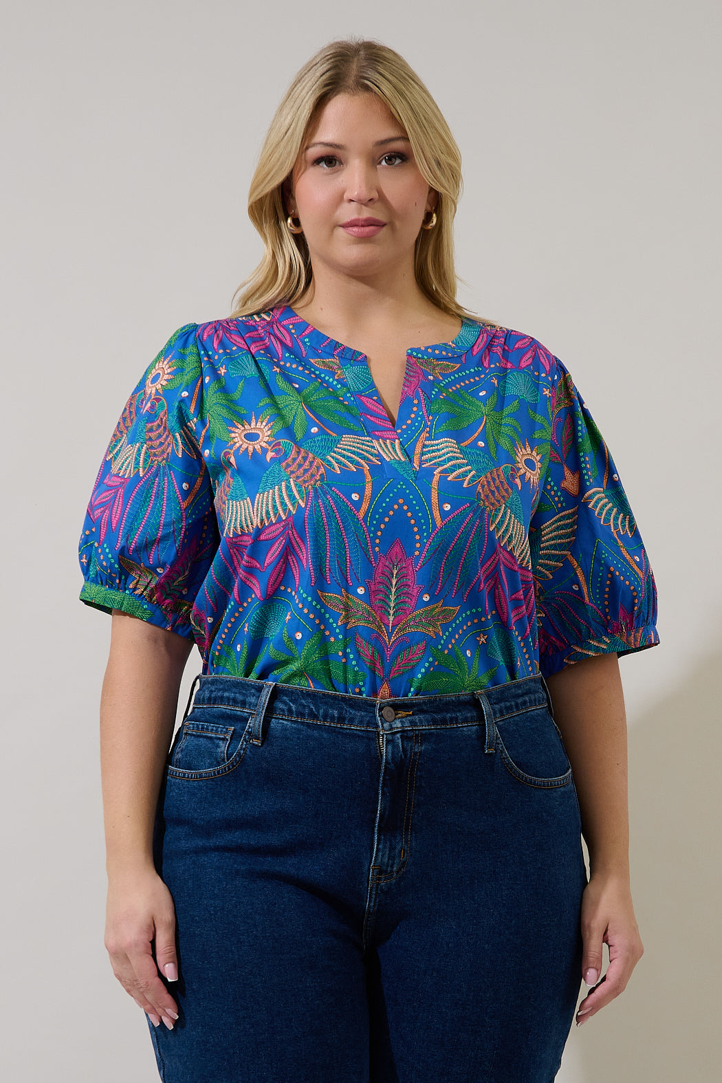 Neli Split Neck Top Yori Tropical Curve