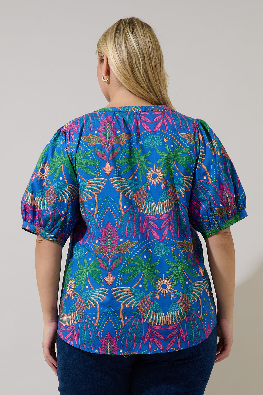 Neli Split Neck Top Yori Tropical Curve