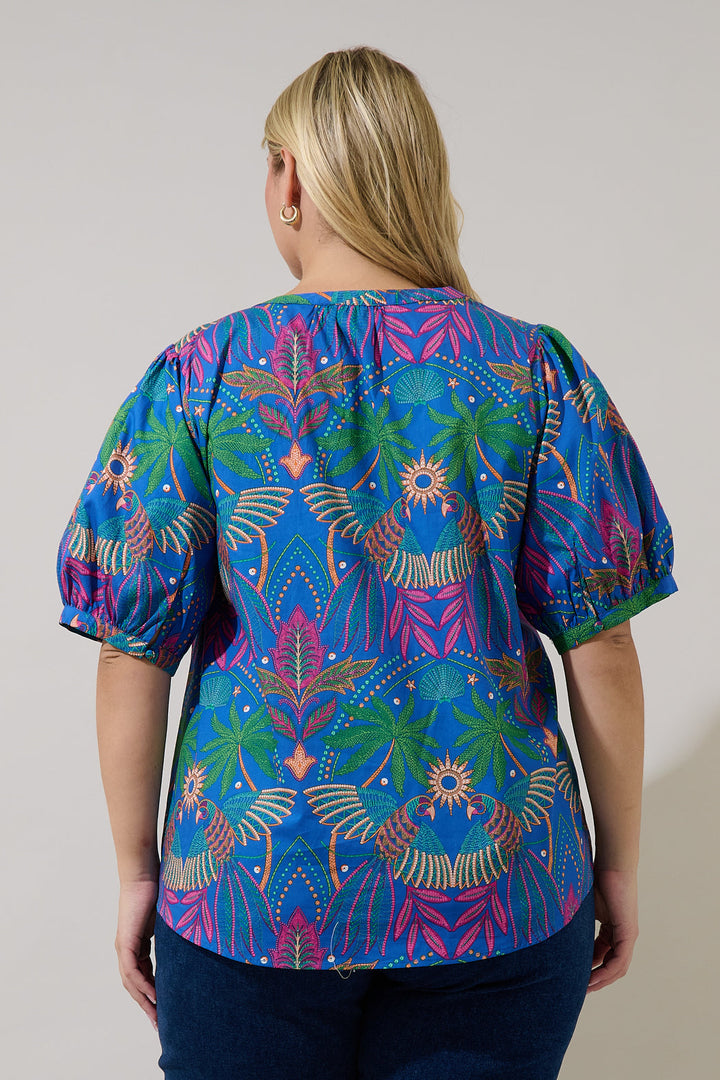 Neli Split Neck Top Yori Tropical Curve