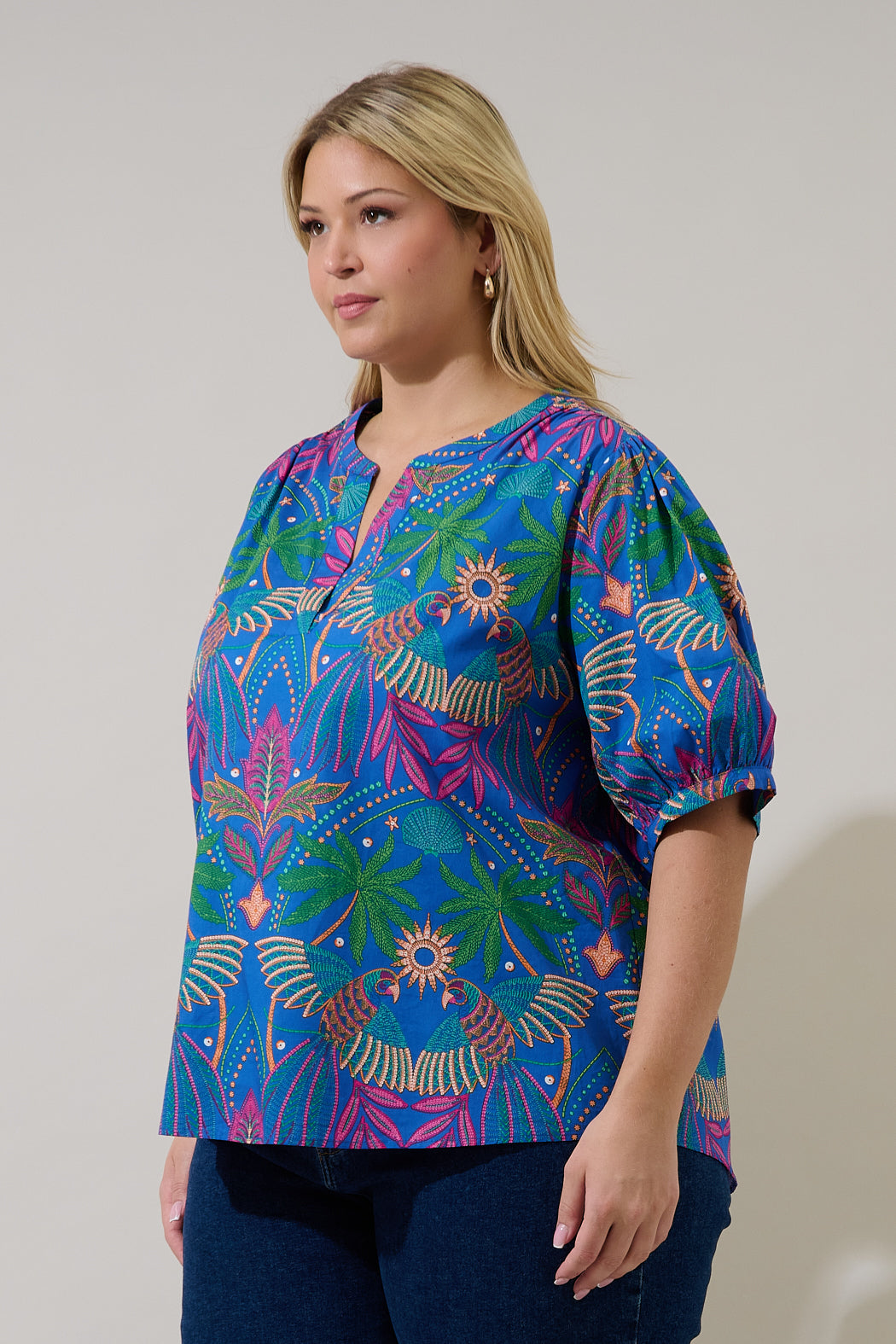 Neli Split Neck Top Yori Tropical Curve