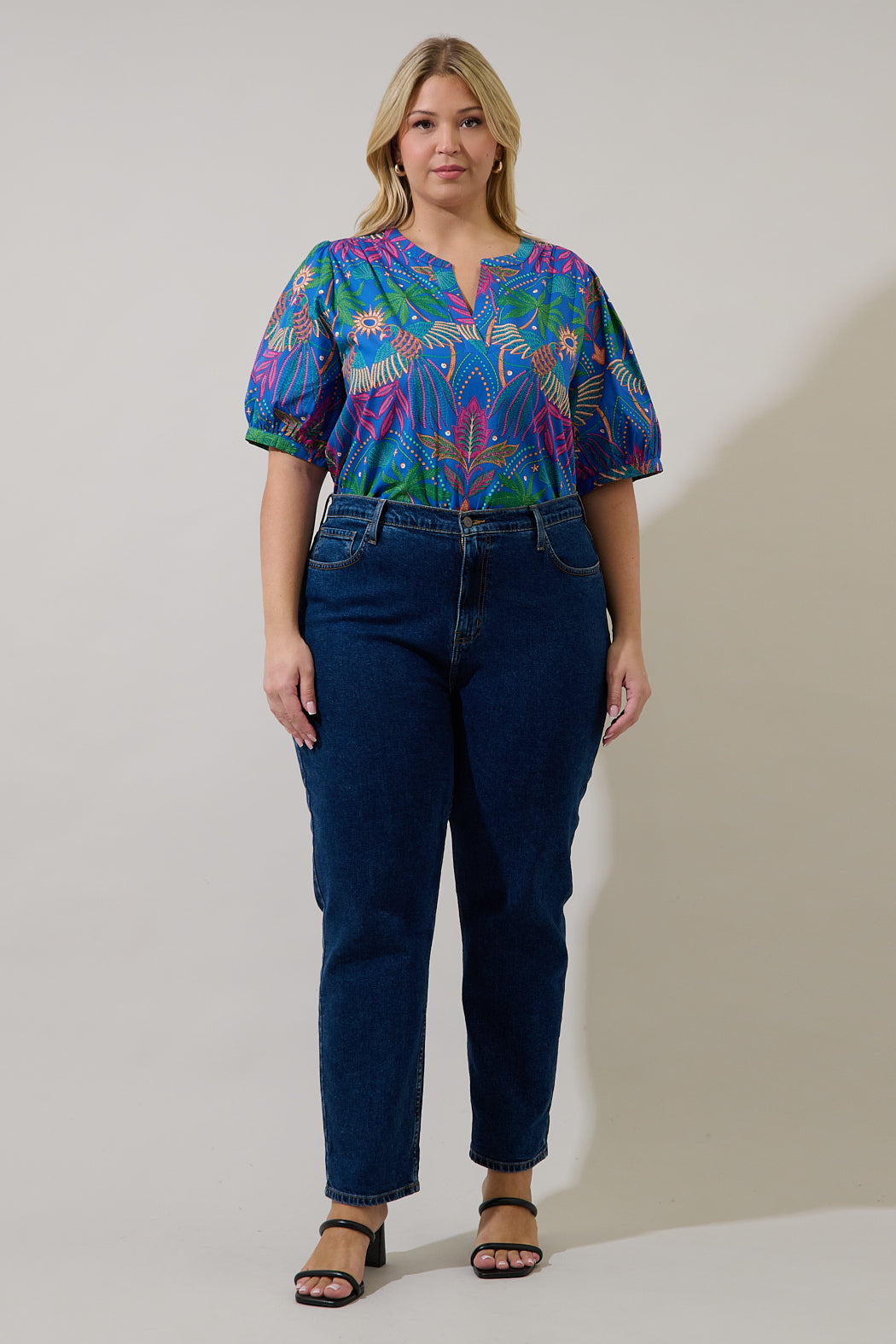 Neli Split Neck Top Yori Tropical Curve