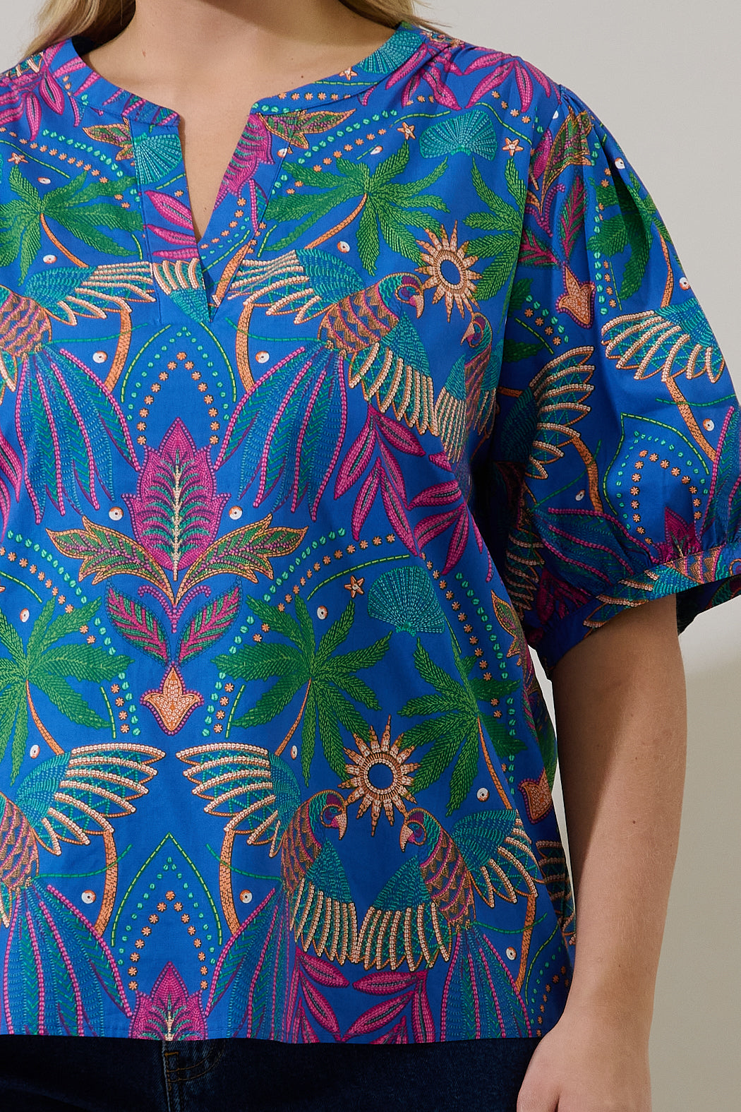Neli Split Neck Top Yori Tropical Curve