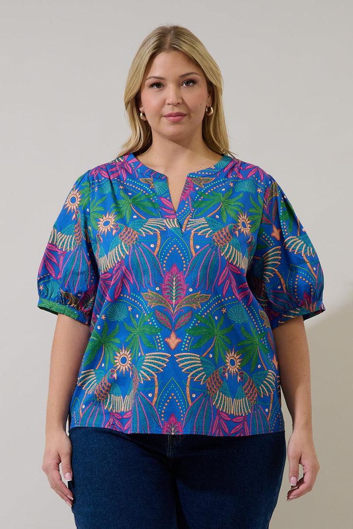 Neli Split Neck Top Yori Tropical Curve