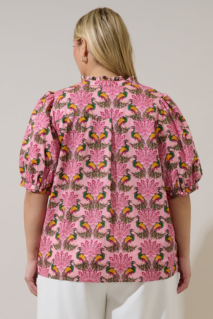 Terri Puff Sleeve Top Peacock Bay Curve