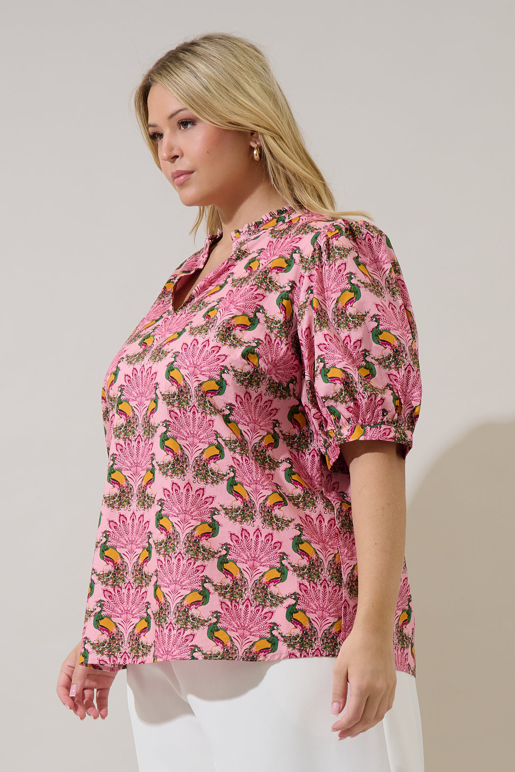 Terri Puff Sleeve Top Peacock Bay Curve