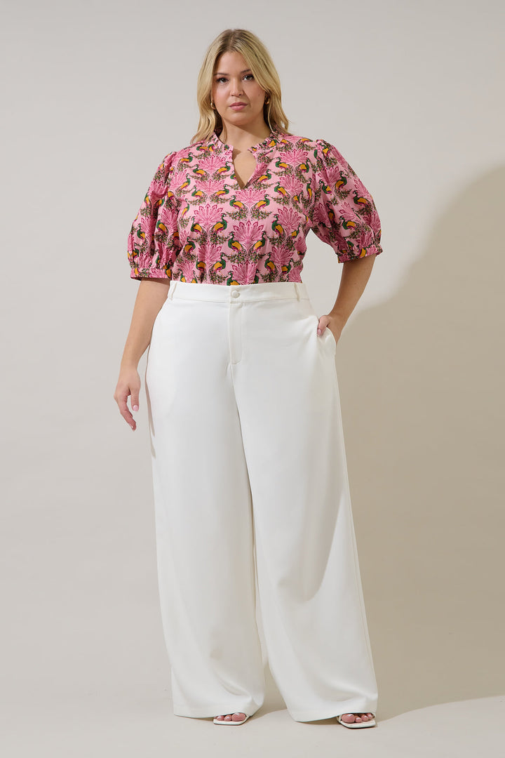 Terri Puff Sleeve Top Peacock Bay Curve