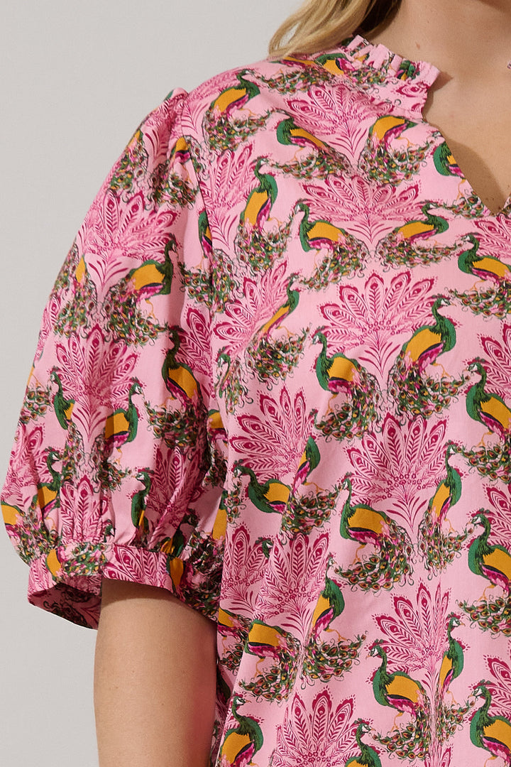 Terri Puff Sleeve Top Peacock Bay Curve
