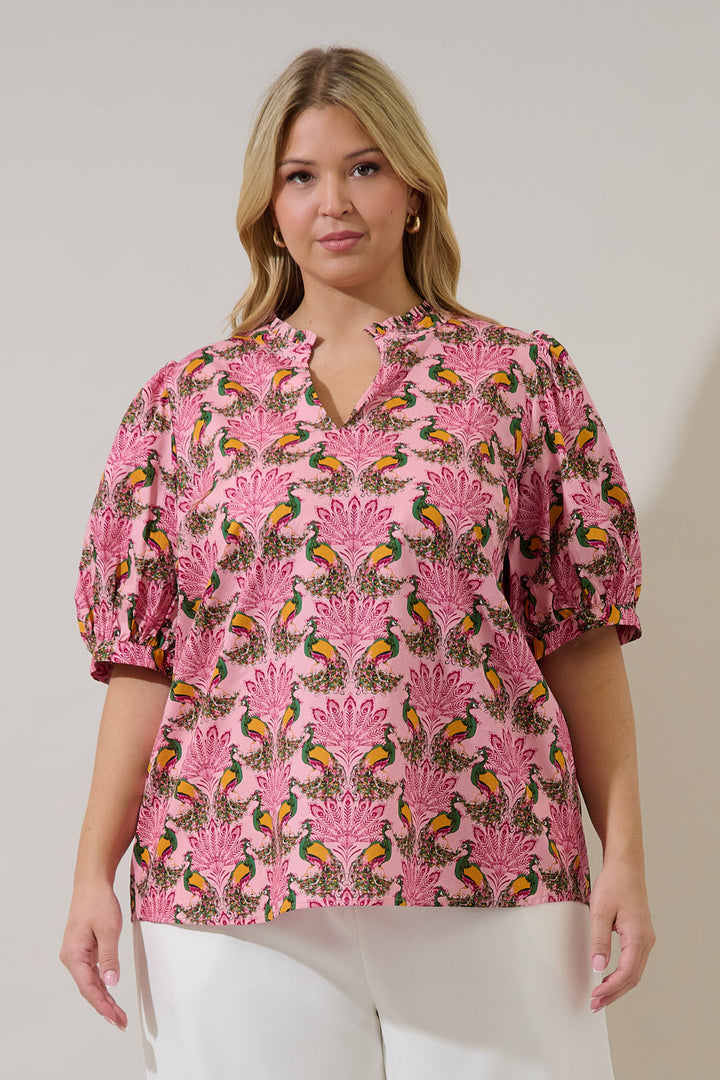 Terri Puff Sleeve Top Peacock Bay Curve