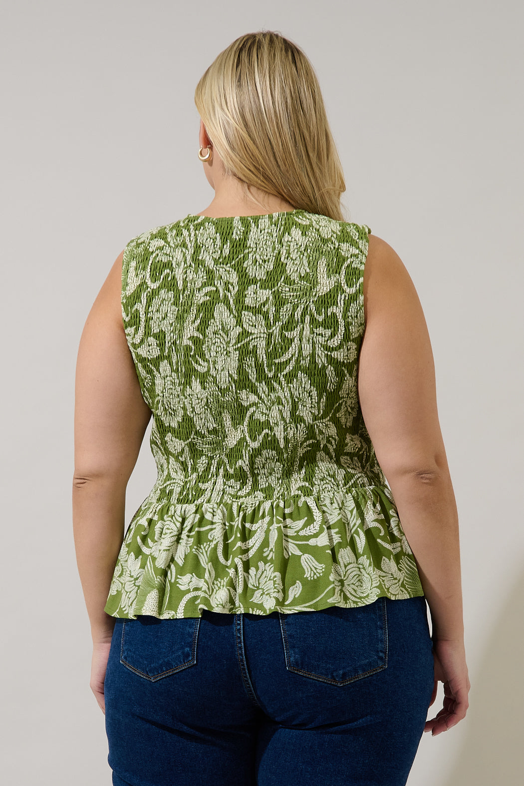 Tinda Smocked Peplum Top Kory Floral Curve