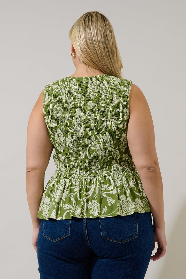 Tinda Smocked Peplum Top Kory Floral Curve