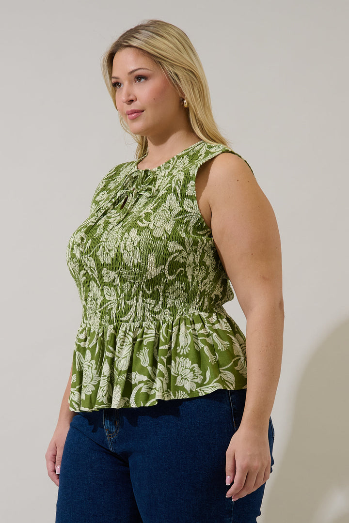 Tinda Smocked Peplum Top Kory Floral Curve