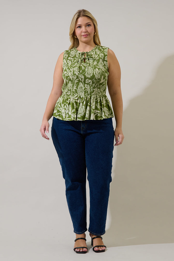 Tinda Smocked Peplum Top Kory Floral Curve