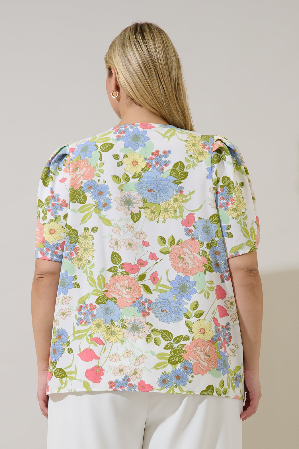 Kayla Puff Sleeve Top Esther Floral Curve