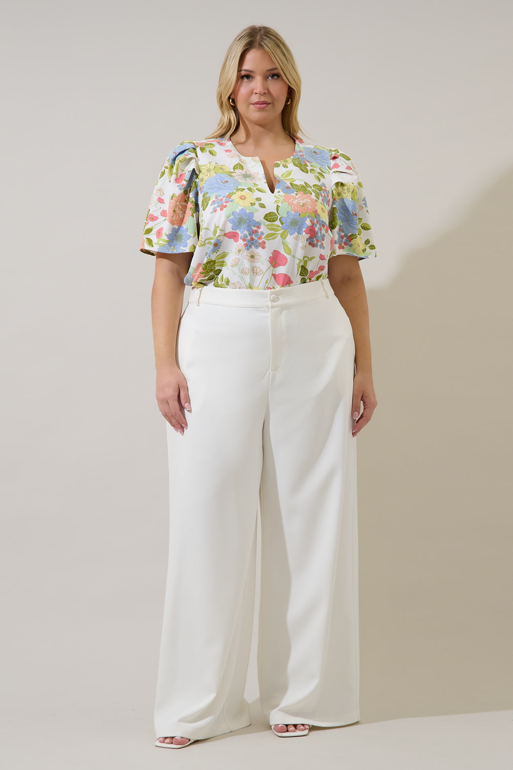 Kayla Puff Sleeve Top Esther Floral Curve