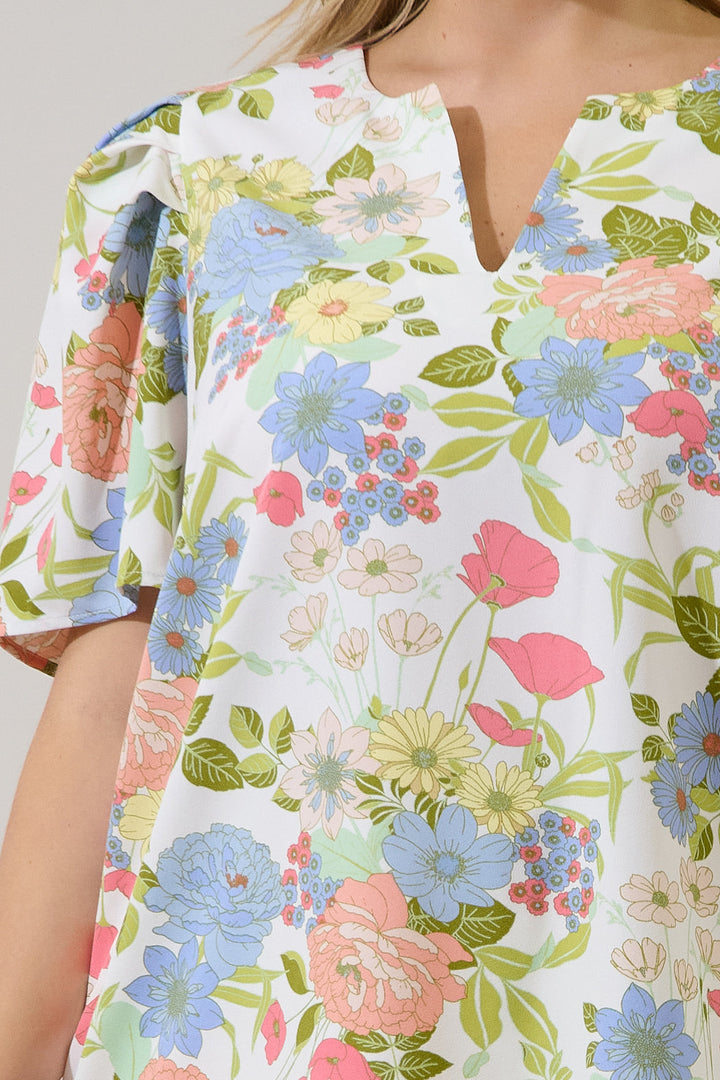 Kayla Puff Sleeve Top Esther Floral Curve