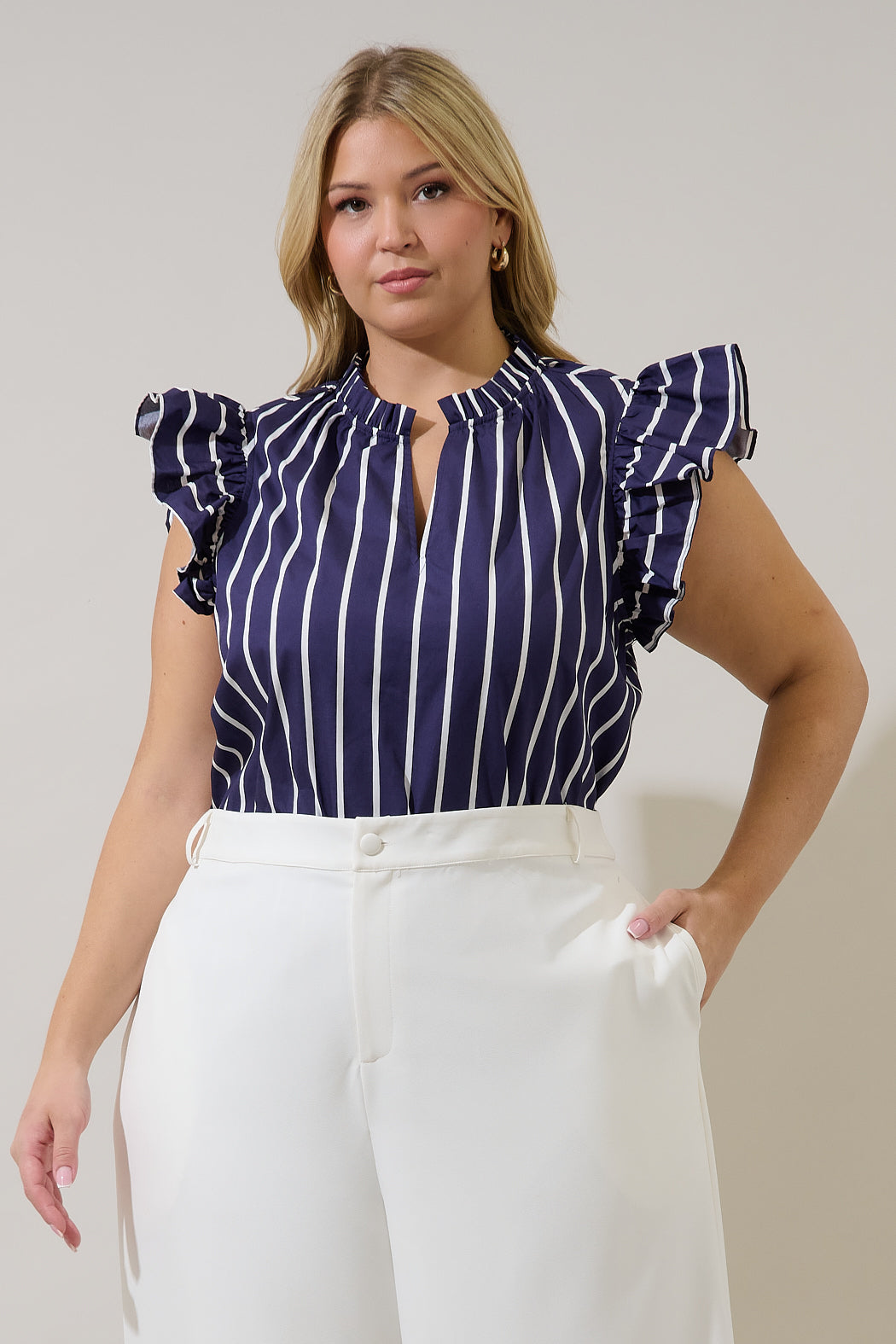 Adlina Ruffle Top Verta Stripe Curve
