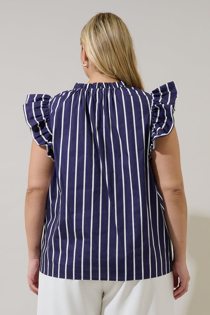 Adlina Ruffle Top Verta Stripe Curve