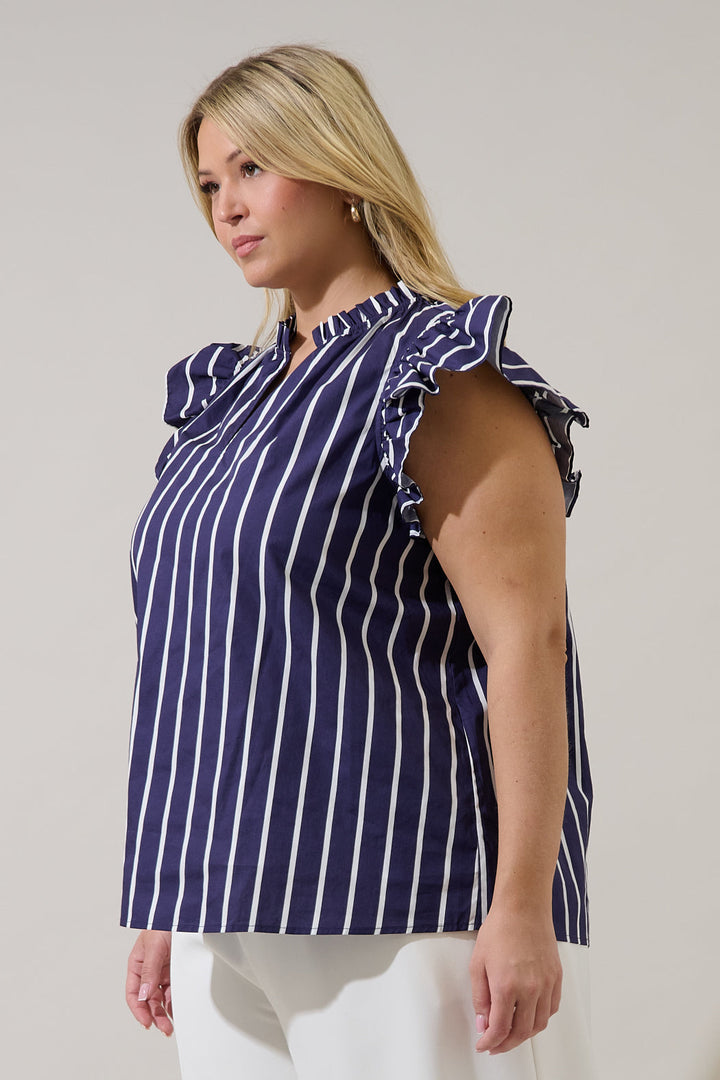 Adlina Ruffle Top Verta Stripe Curve