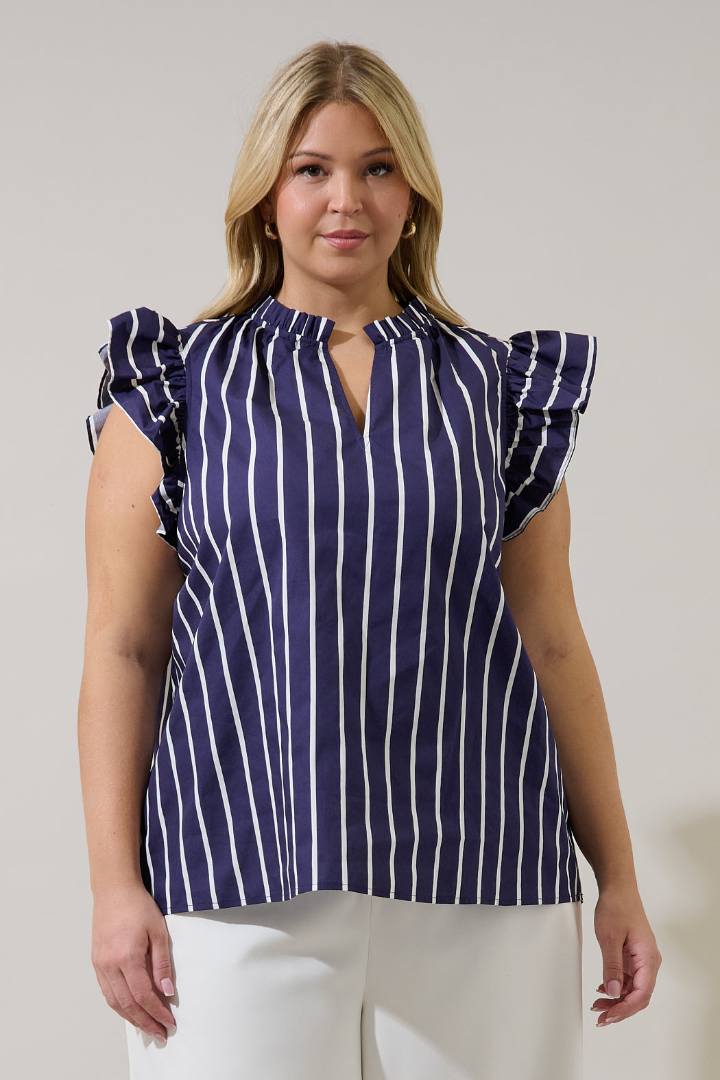 Adlina Ruffle Top Verta Stripe Curve