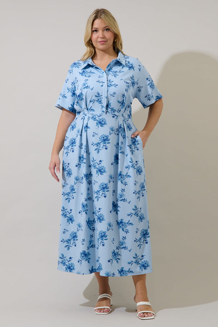 Marisy Collared Maxi Dress Frina Floral Curve
