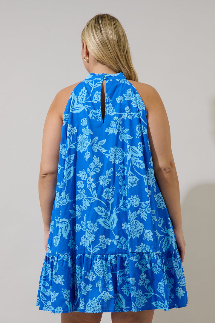 Della Halter Mini Dress Curve Persa Floral