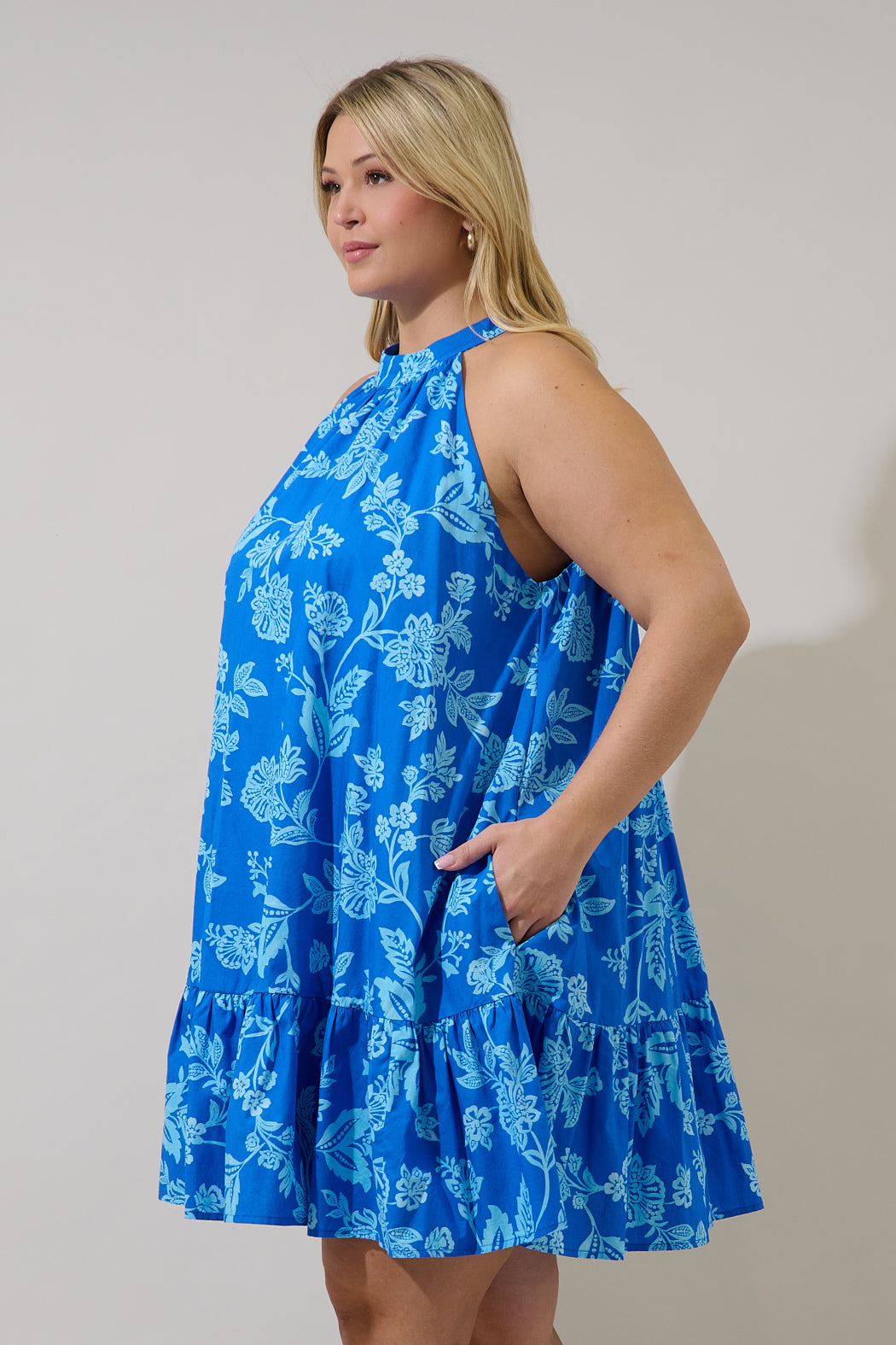 Della Halter Mini Dress Curve Persa Floral