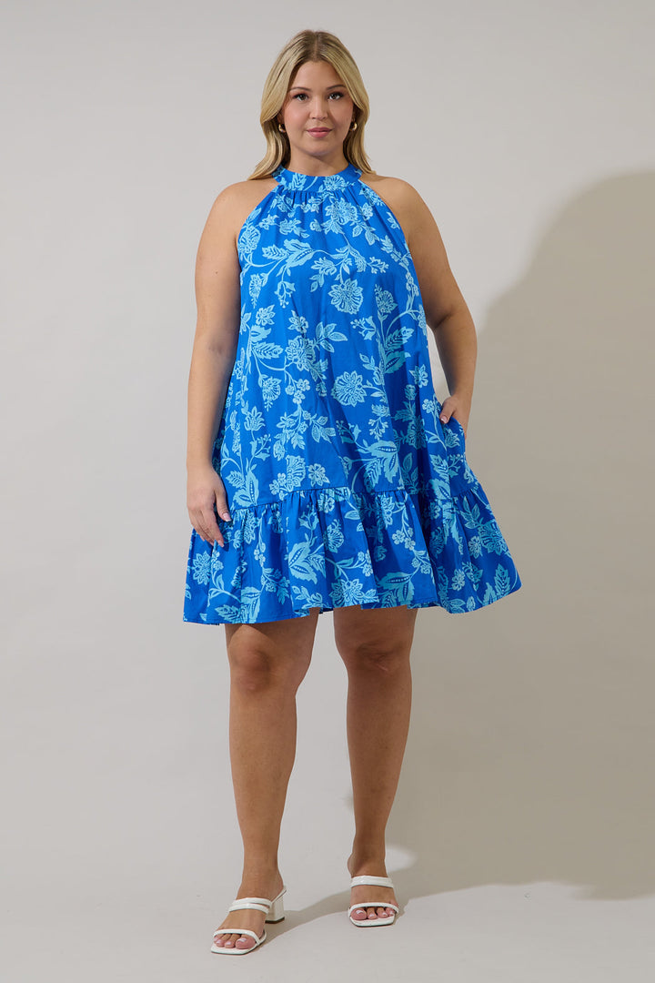 Della Halter Mini Dress Curve Persa Floral