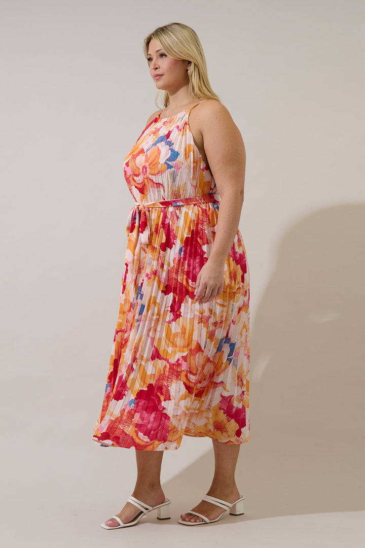 Maly Pleated Midi Dress Sailey Floral Curve