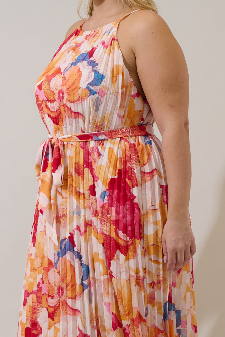 Maly Pleated Midi Dress Sailey Floral Curve