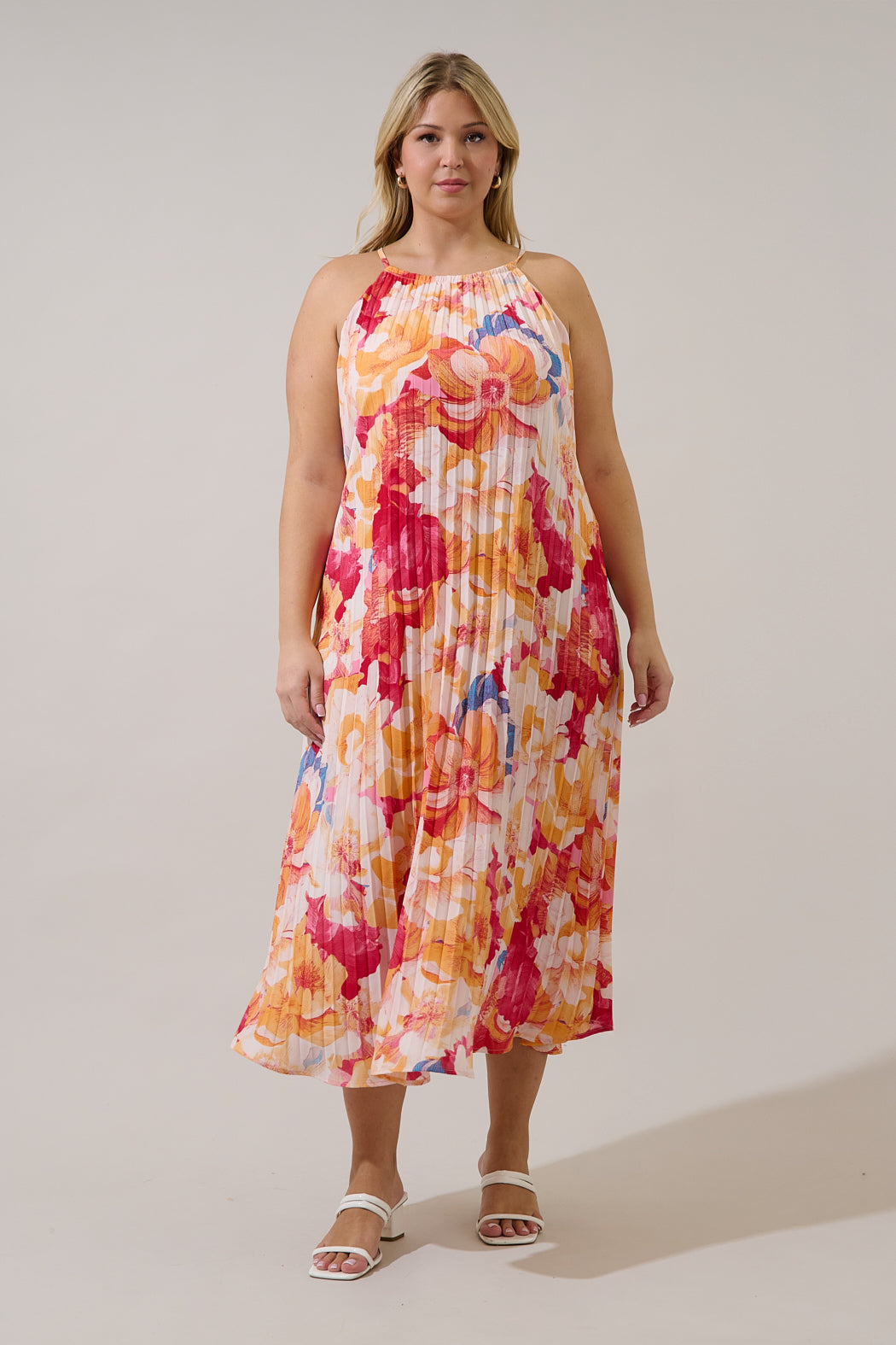 Maly Pleated Midi Dress Sailey Floral Curve
